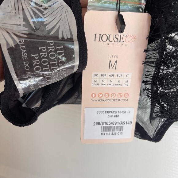 House of CB London Alcy Halter Bodysuit One Piece Black Women's Size M NWT - Picture 6 of 6
